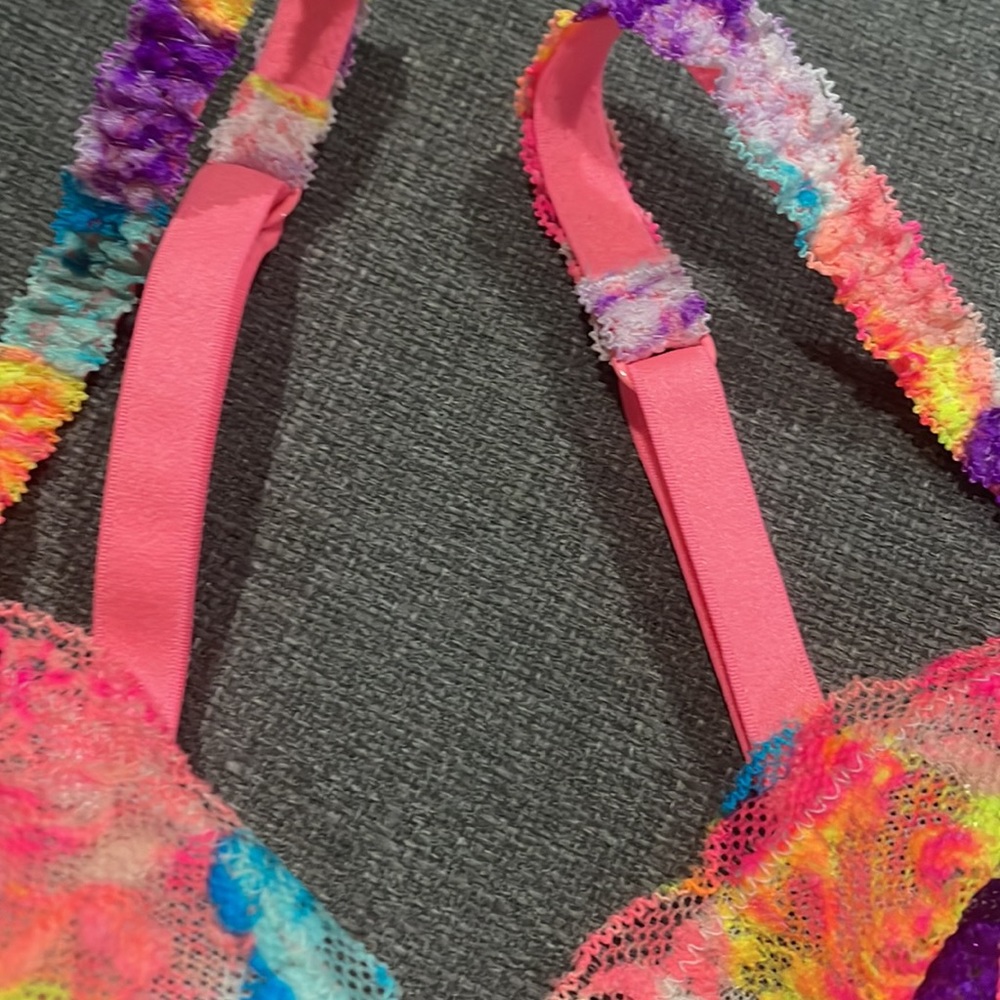 Pink Victoria Secret Lace Multicolored Pink Bralette M - Picture 4 of 9